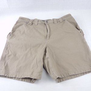 Duluth Flex Fire Hose Carpenter Shorts 38 Tan Crouch Gusset 9" inseam Cargo
